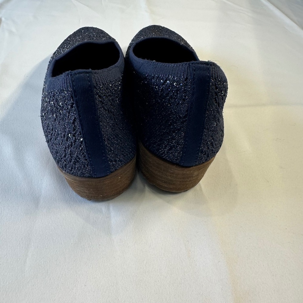 Skechers Cleo 2.0 Love Spell Navy Blue Shimmer Knit Pointed Toe Flats Shoes - Picture 5 of 12